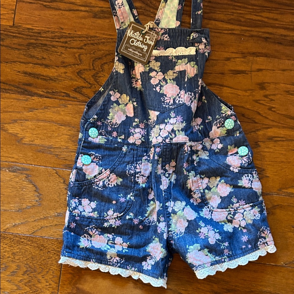 Matilda Jane Floral Blue Overalls